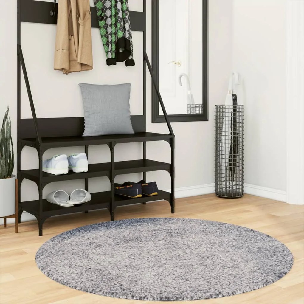 vidaXL Covor pufos &quot;PAMPLONA&quot; cu fire înalte, albastru modern Ø 120 cm
