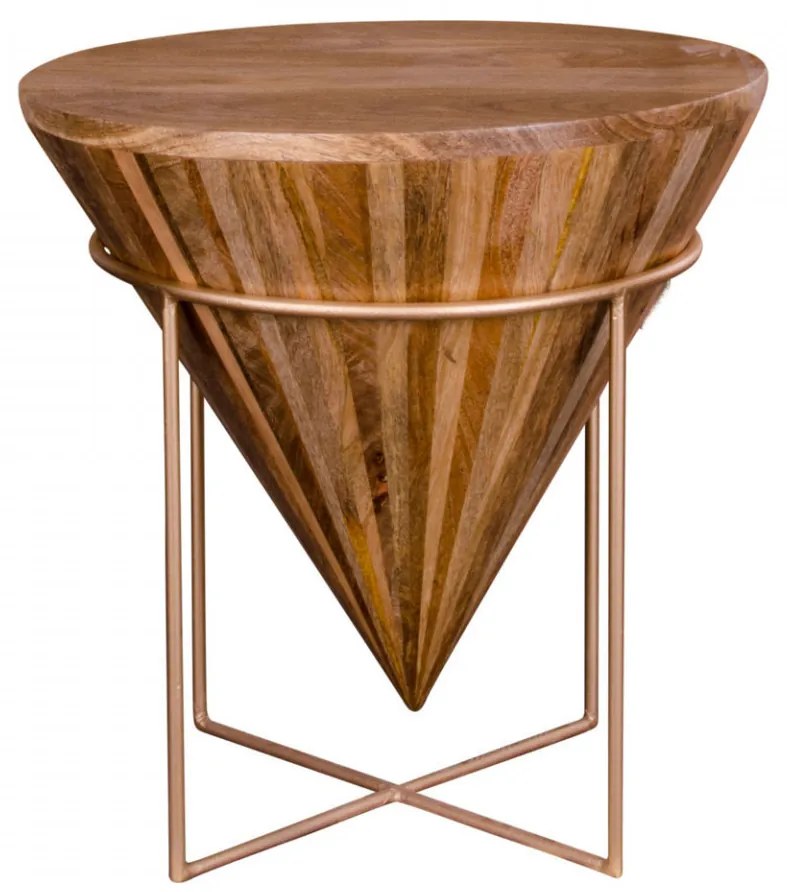 Masa auxiliara rotunda din lemn Hapur