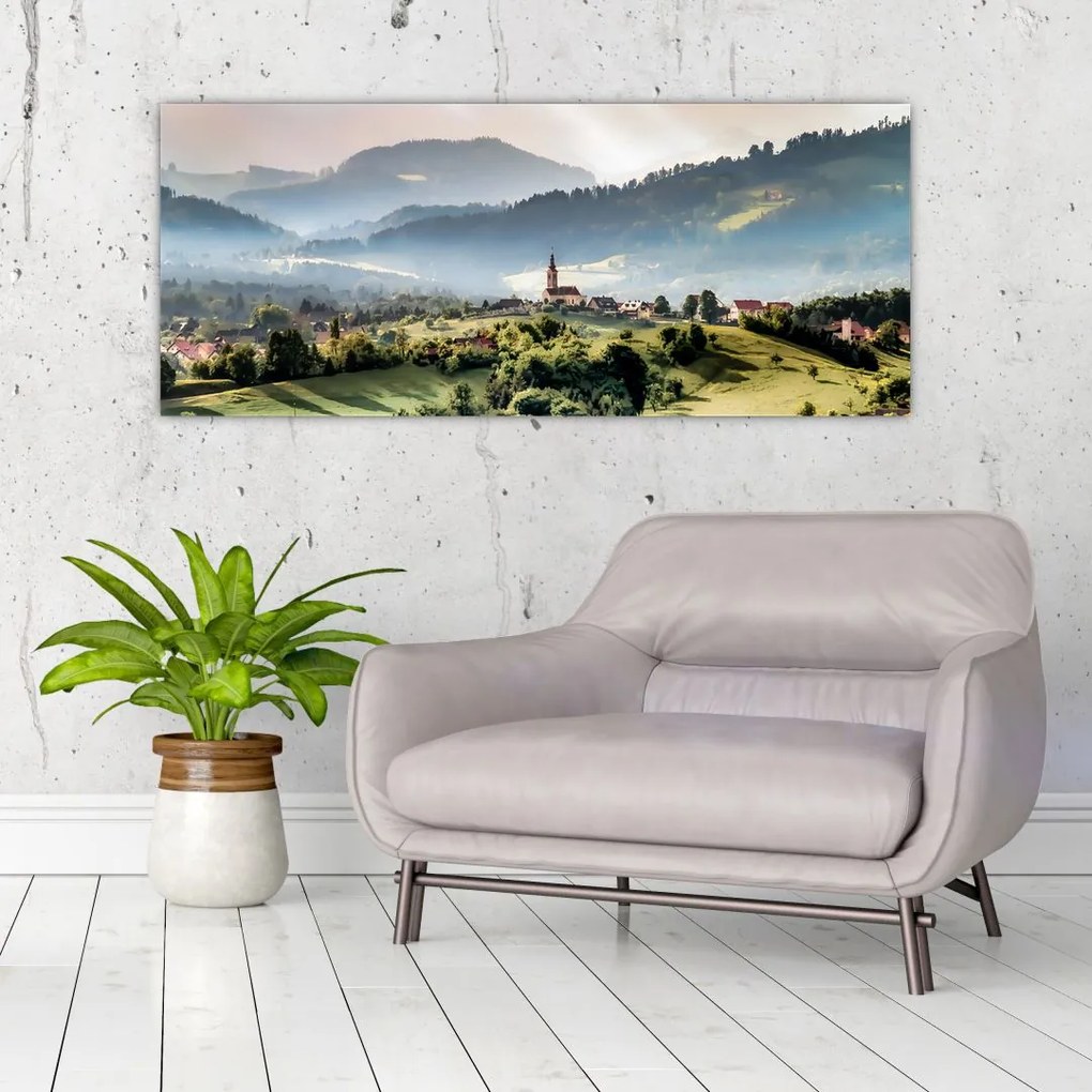 Tablou - sătuț în ceață (120x50 cm), în 40 de alte dimensiuni noi