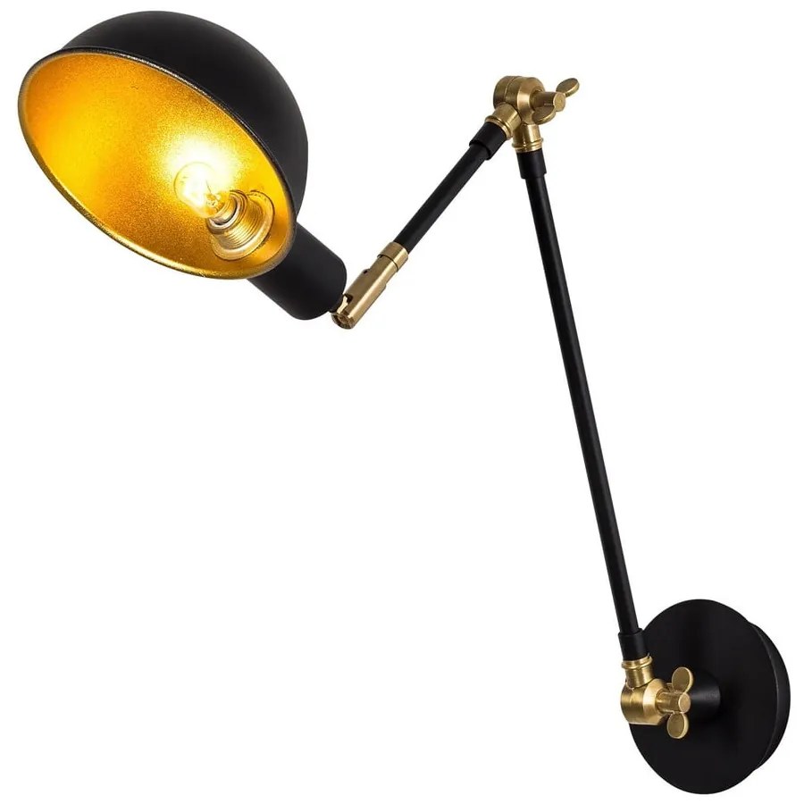 Aplică de perete neagră/aurie ø 15 cm Sivani – Opviq lights