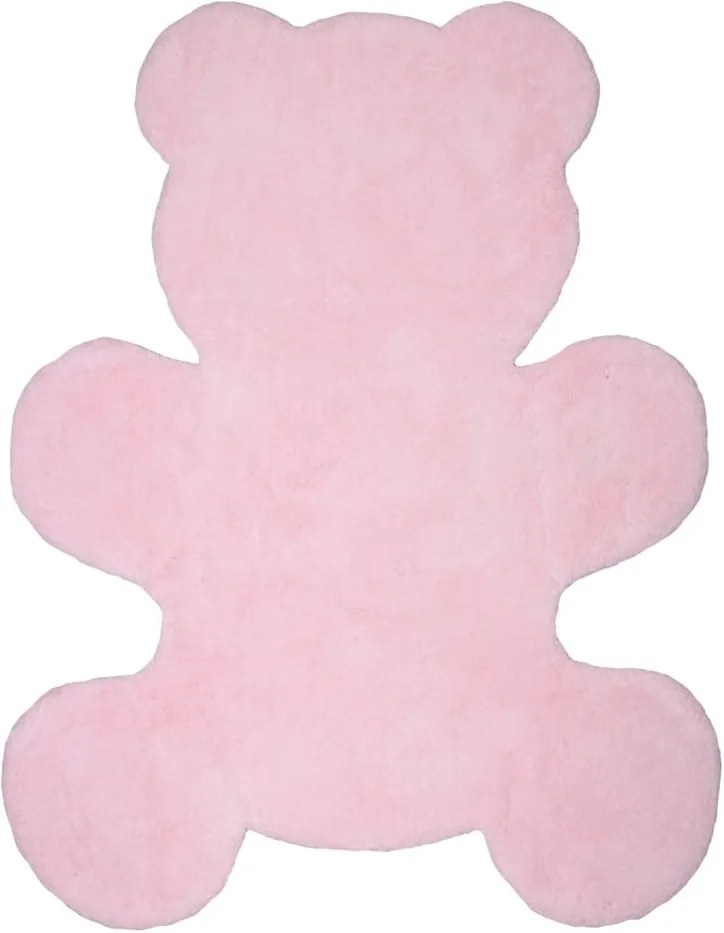 Covor lucrat manual pentru copii Nattiot Little Teddy, 80 x 100 cm, roz