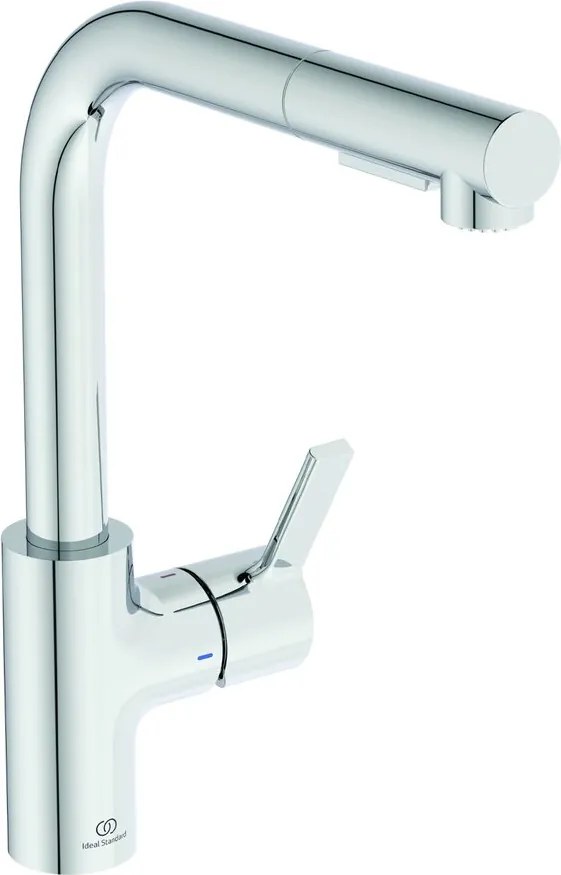 Baterie bucatarie cu dus extactibil Ideal Standard Gusto 295 crom lucios 2 tipuri de jet
