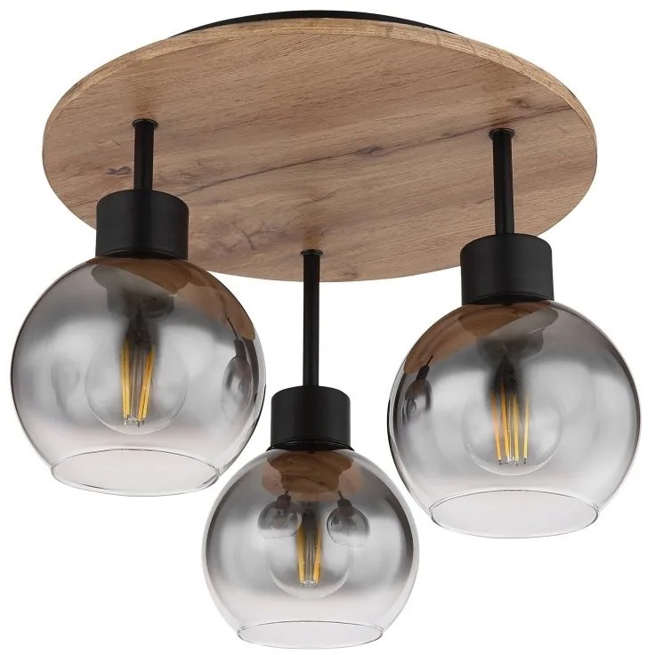 Plafoniera 3L design industrial Moitas negru, maro