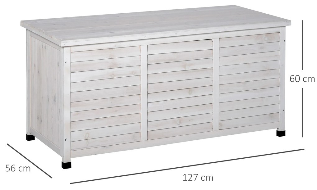 Banca tip container de depozitare Outsunny, 127x56x60cm, alb | Aosom Romania