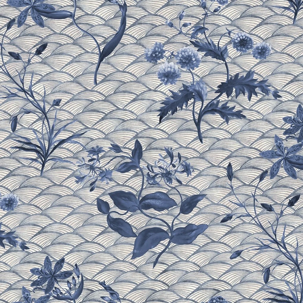 Fototapet, Floral Ripple, Blue, Rebel Walls