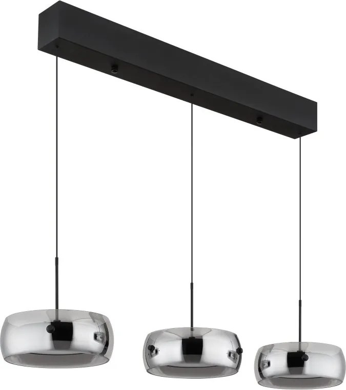 Lustra LED reglabila cu 3 pendule sticla fumurie LIVION