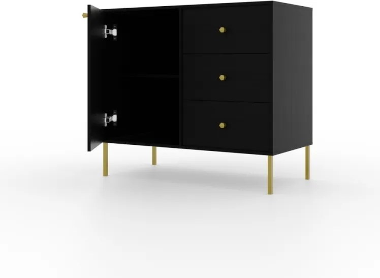 Comodă cu usa si trei sertare, 84x41x74 cm, Tili System. ADRK Furniture (Culoare: Bej nisip / Bej nisip)