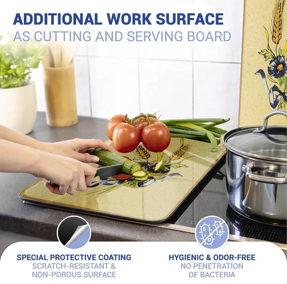 Protecții de aragaz 2 buc. din sticlă temperată 52x30 cm Corn-Flowers - Maximex