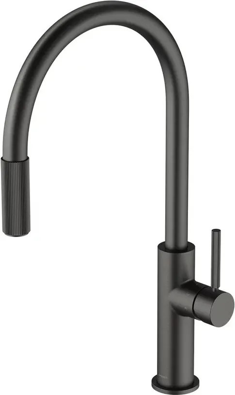 Baterie bucatarie cu dus extractibil Omnires Switch cu sistem filtrare apa finisaj grafit periat