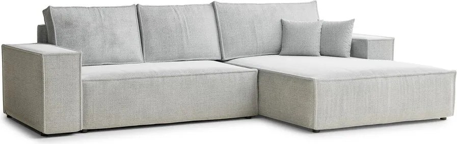 Colțar gri deschis extensibil/cu spațiu de depozitare cu tapițerie din chenille (cu colț pe partea dreaptă/cu șezlong) Maze – Maison de Rêve