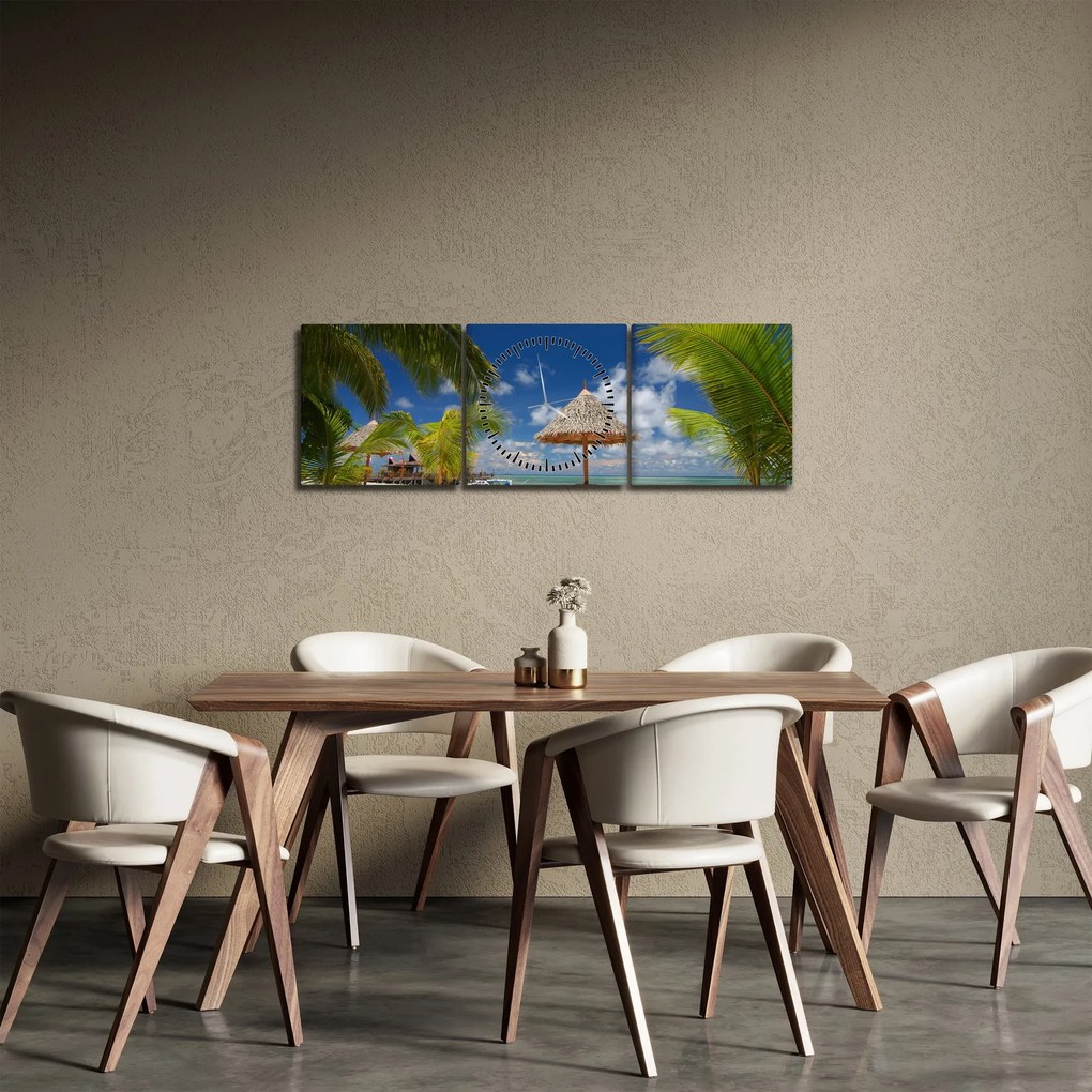 Tablou - Plajă cu nisip alb (cu ceas) (90x30 cm)