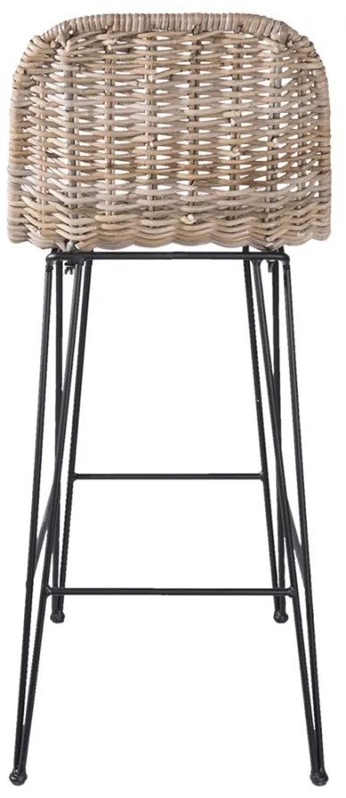 Scaun bar din rachită și metal, 40x40x93 cm, stil Country Chic