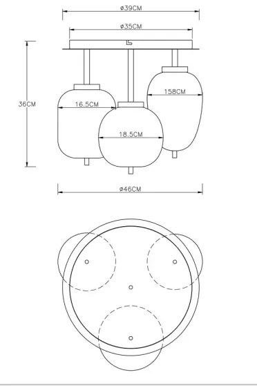 Lustră aplicată BLACKY 3xE14/40W/230V neagră Globo 15345-3D