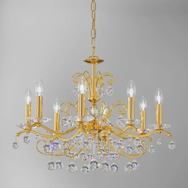 Kolarz CARMEN 3234.88.3.KoT - candelabru de cristal suspendat pe lanț, 8xE14/60W/230V, placat cu aur 24K