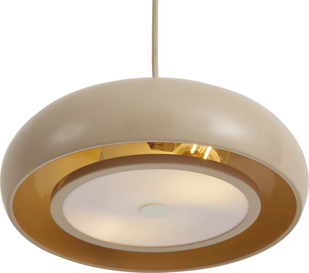 Lampă suspendată retro Taupe cu abajur metalic cu 2 lumini - Macaron