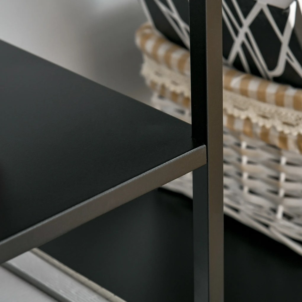 HOMCOM Etajeră cu 5 rafturi deschise, cadru metalic, pentru bucătărie sau sufragerie, negru, 120x35x87,5 cm | Aosom Romania