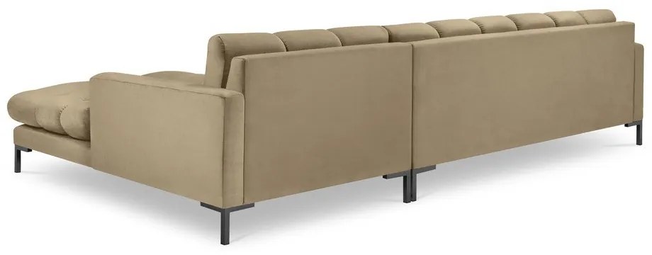 Colțar din catifea cu extensie pe partea dreaptă Cosmopolitan Design Bali, bej