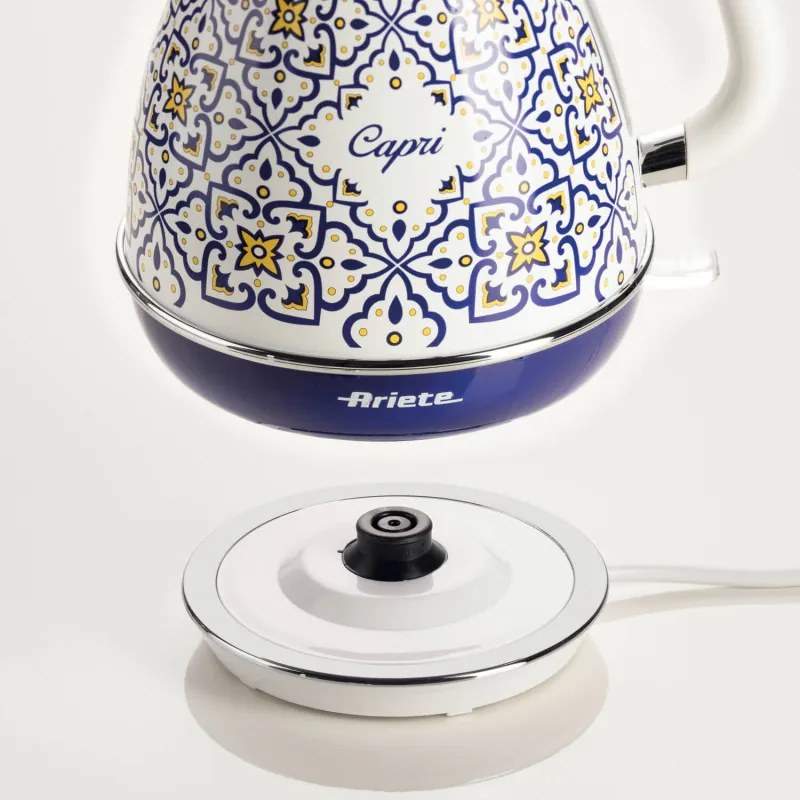 Cana electrica Ariete VINTAGE 2869/0C, 2000W, 1.7 L, Filtru detasabil, Fereastra apa, 360° rotire, Alb/Albastru