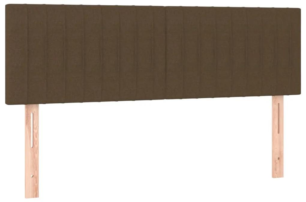 Pat box spring cu saltea, maro inchis, 140x200 cm, textil Maro inchis, 140 x 190 cm, Benzi verticale