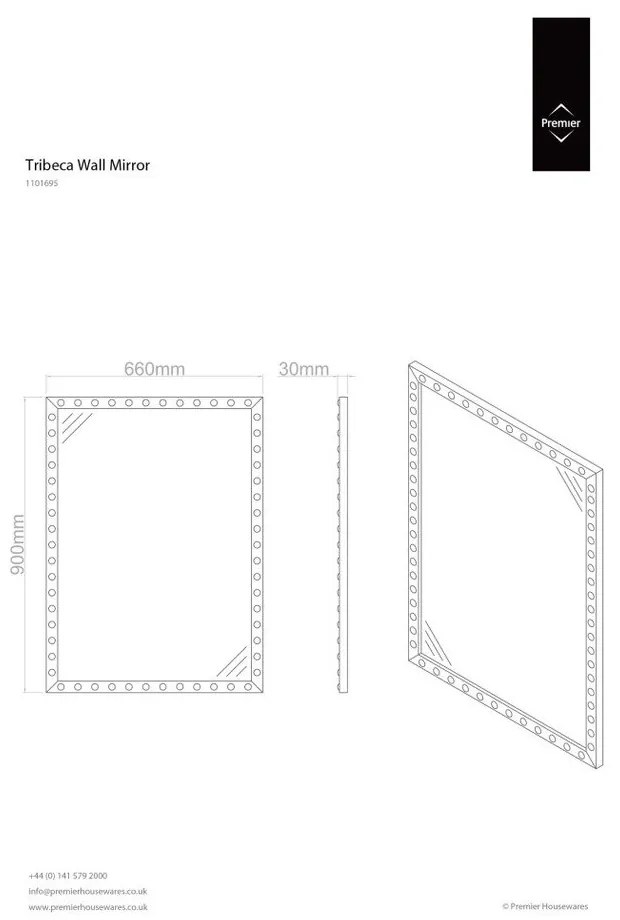 Oglindă de perete 66x90 cm Tribeca – Premier Housewares