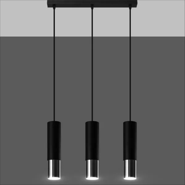 Lustră pe cablu LOOPEZ 3xGU10/40W/230V neagră/crom Sollux SL.0942