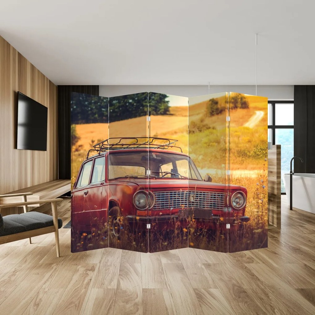 Paravan - Mașină în câmp (210x170 cm)