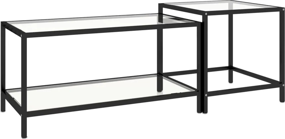 vidaXL Mese de ceai, 2 buc., transparent, sticlă securizată