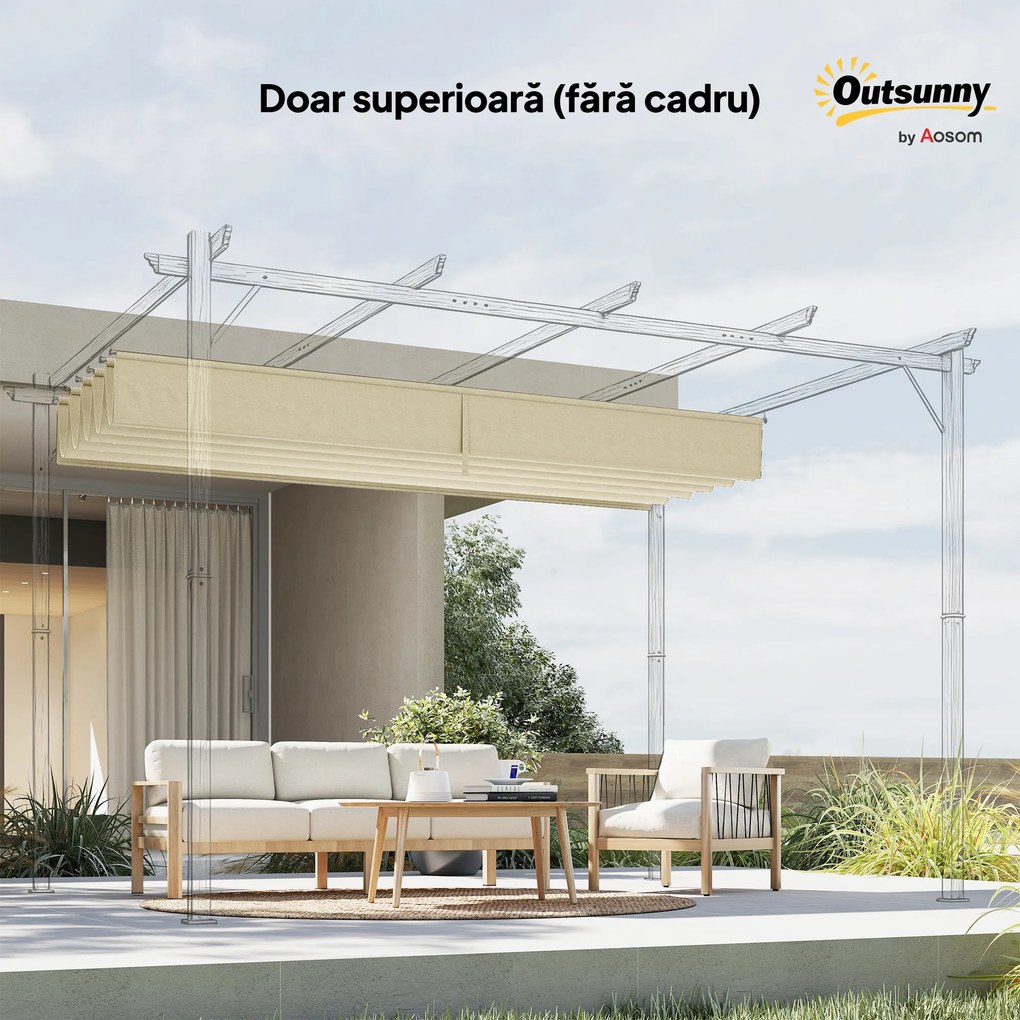 Outsunny Copertină de Schimb pentru Pergolă de Grădină cu 10 Orificii de Drenaj, Acoperire din Poliester, 250x255 cm, Gri | Aosom Romania