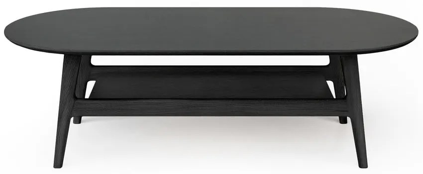 Măsuță de cafea neagră cu aspect de lemn de stejar 60x130 cm Curved – Woodman