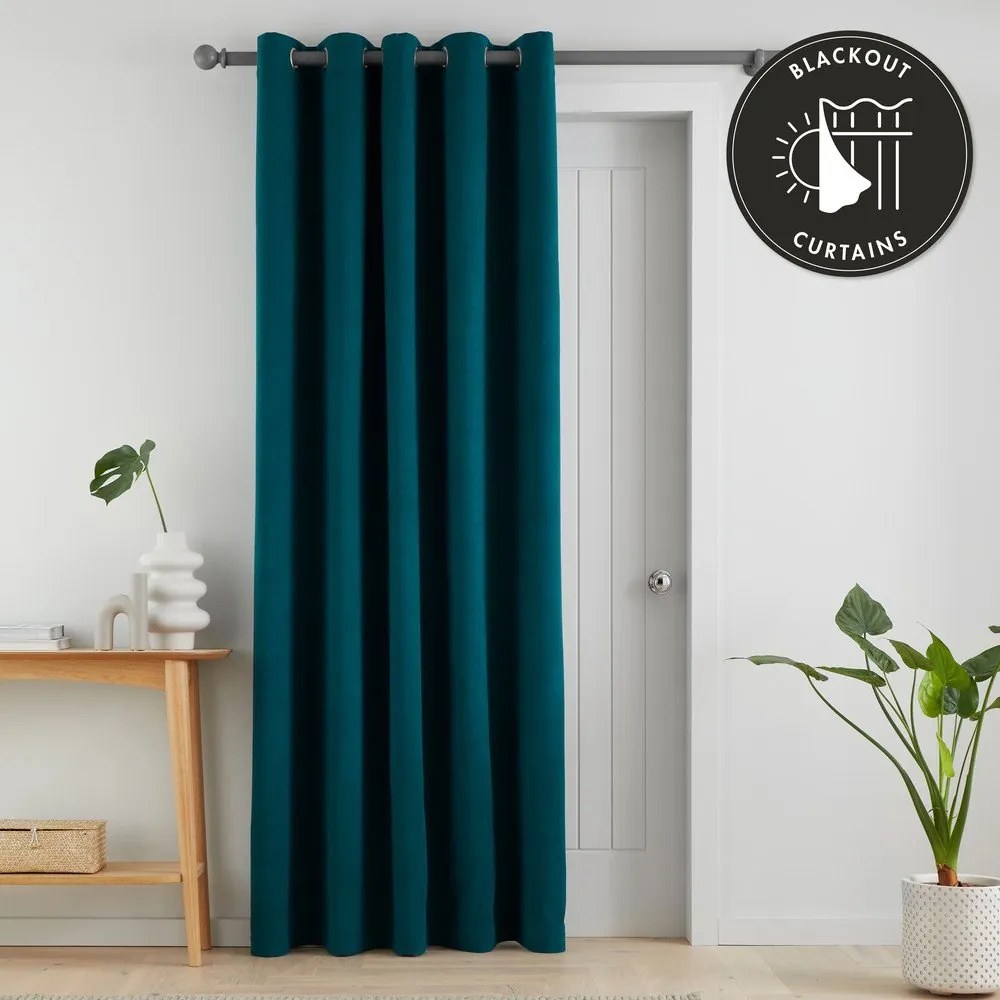 Draperie turcoaz blackout 117x213 cm cu prindere la ușă Wilson – Catherine Lansfield