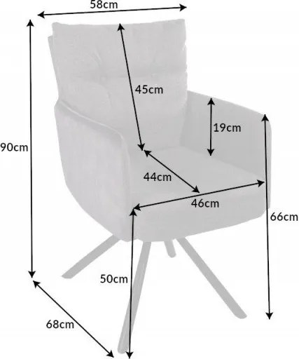 Set 2 scaune pivotante Big George, catifea/ tesatura gri