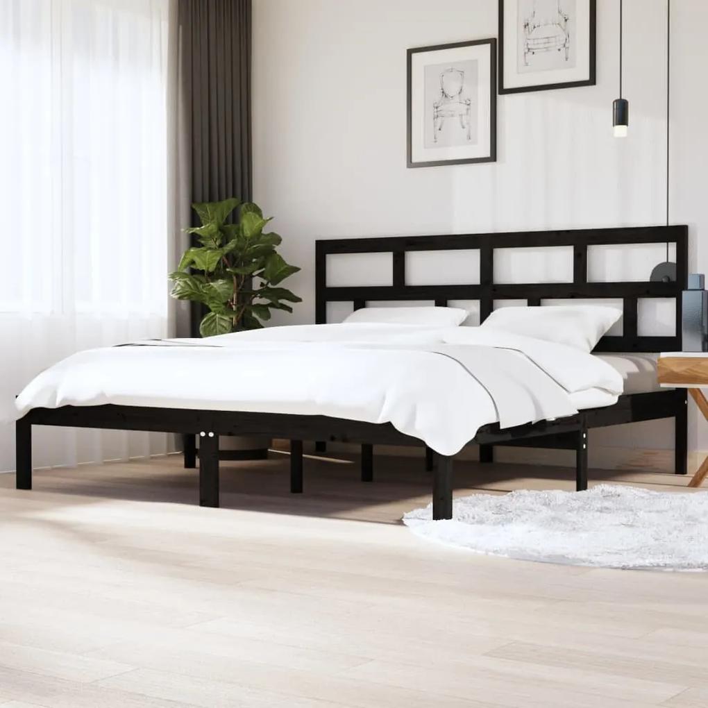 3101242 vidaXL Cadru de pat, negru, 200x200 cm, lemn masiv de pin