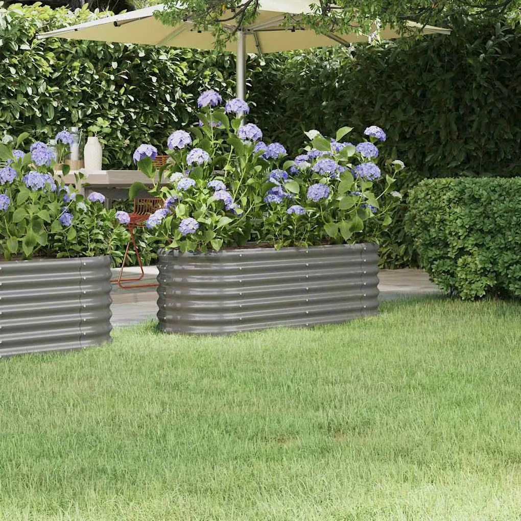 vidaXL Strat înălțat grădină gri 114x40x36cm oțel galvanizat