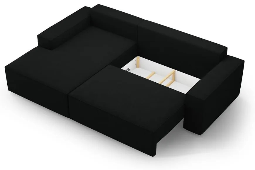 Colțar negru extensibil cu tapițerie din țesătură bouclé (cu colț pe partea stângă ) Jodie – Micadoni Home