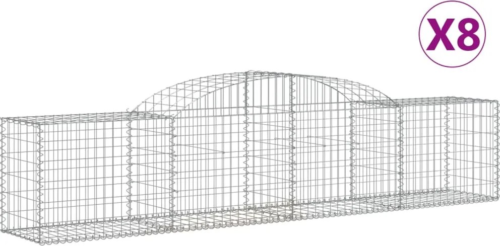 vidaXL Coșuri gabion arcuite 8 buc, 300x50x60/80 cm, fier galvanizat