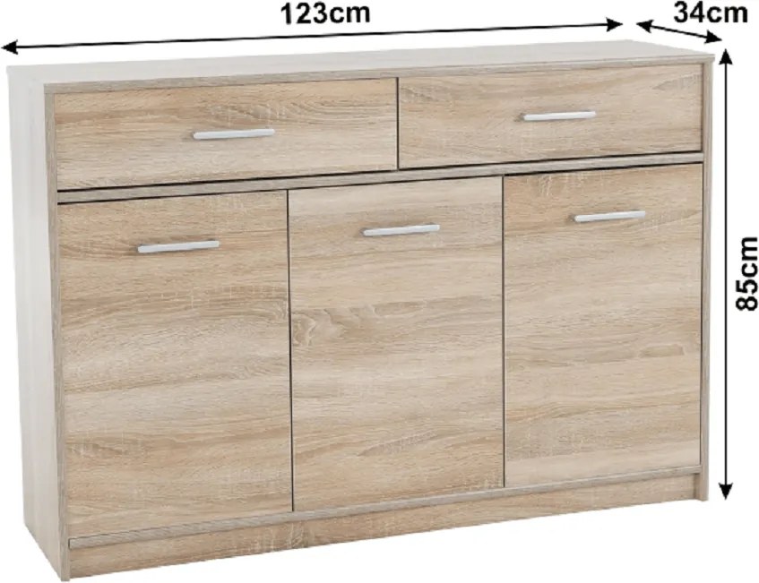 comoda 3D2S, stejar sonoma, TEYO