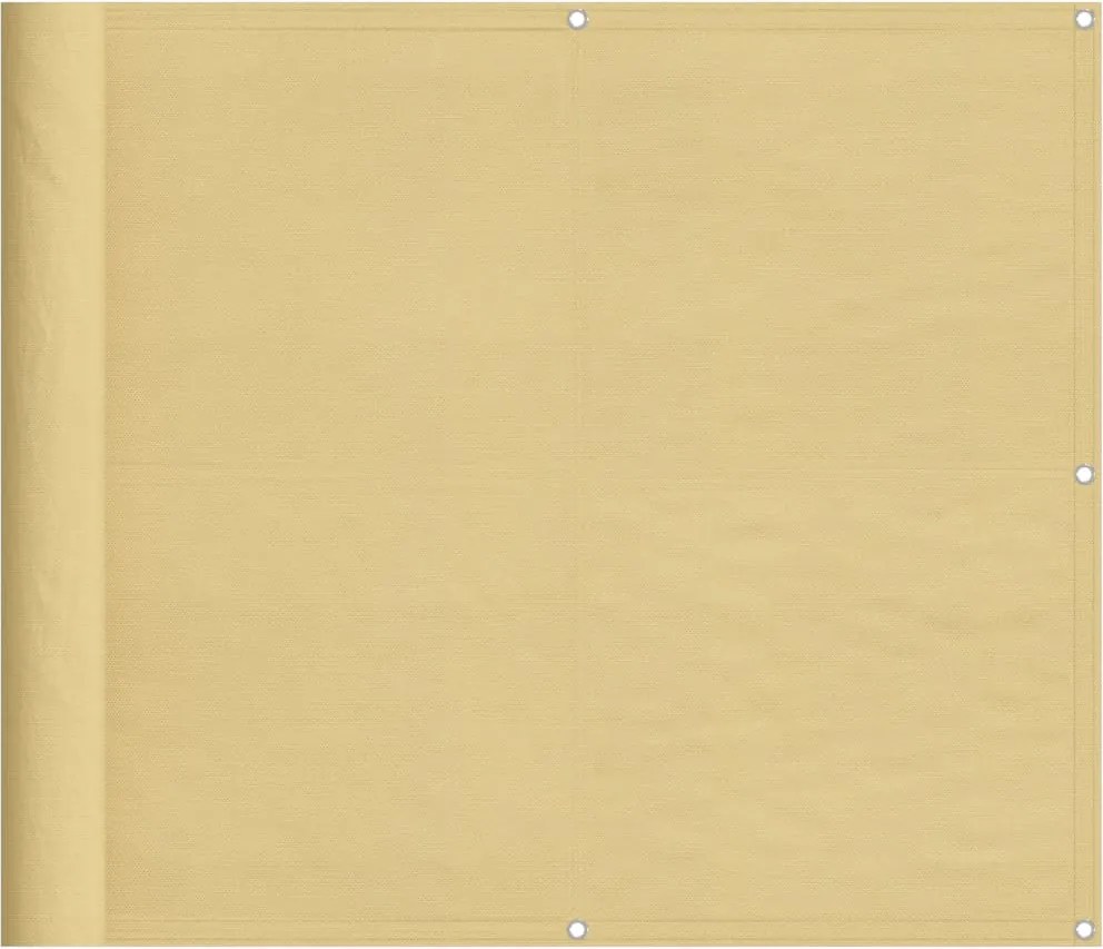 vidaXL Paravan de balcon, nisipiu, 90x600 cm, 100% poliester oxford