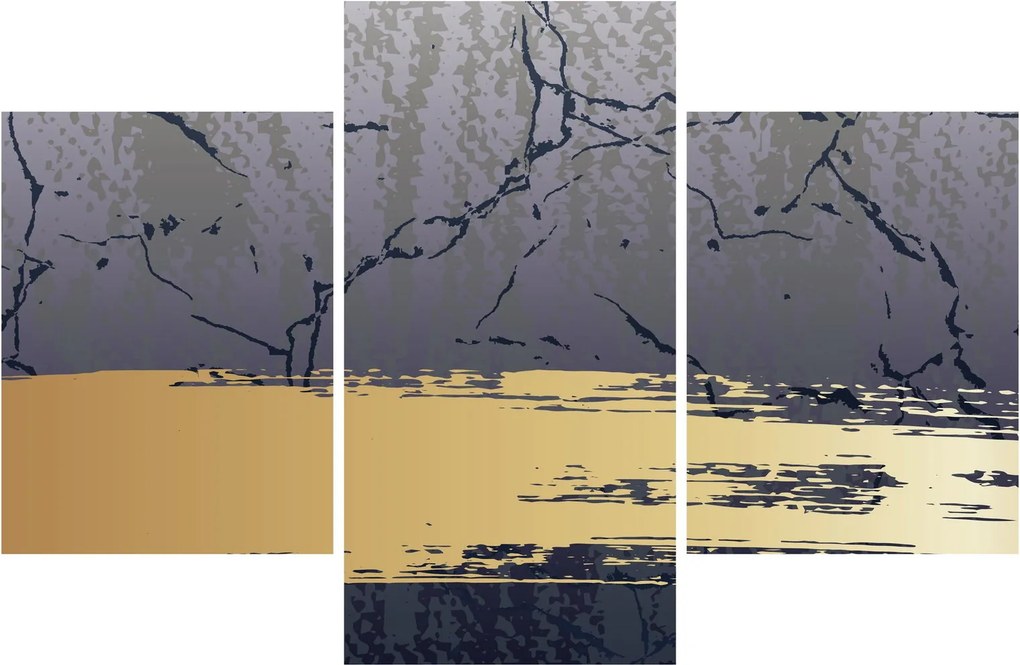 Tablou - Albastru și aur abstracție N⁰1 (90x60 cm)