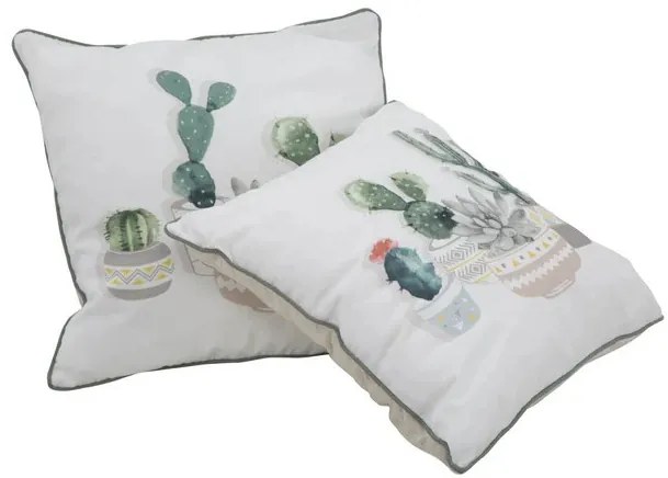 Perna decorativa alba din material textil, 45 x 5 x 45 cm, Cactus Mauro Ferreti