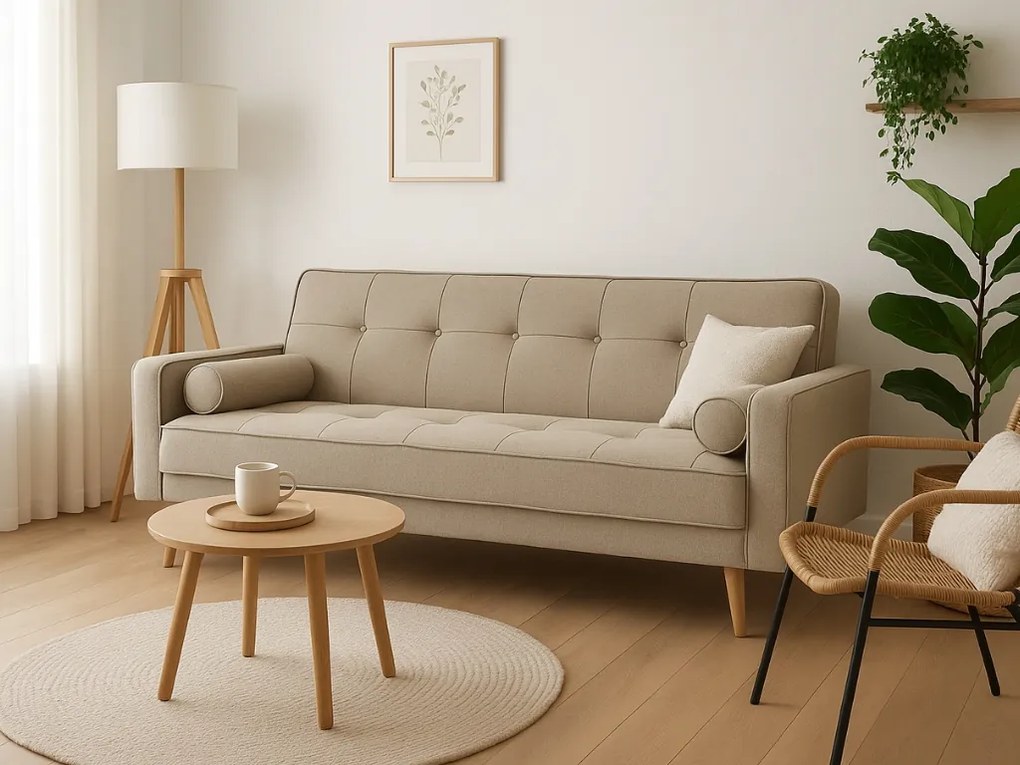 Canapea extensibila din catifea bej NESTOR VELVET