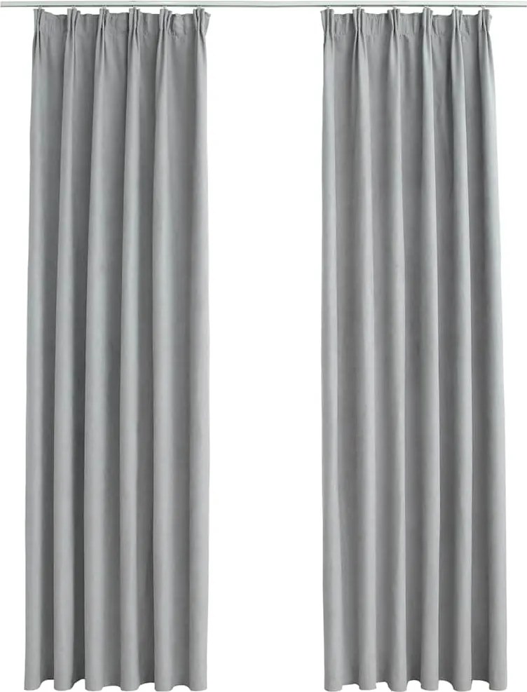 vidaXL Draperii opace cu cârlige, 2 buc., gri, 140 x 245 cm