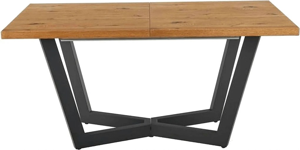 Masa extensibila MASSIVE, stejar/negru, furnir/metal, 160-250x90x77 cm