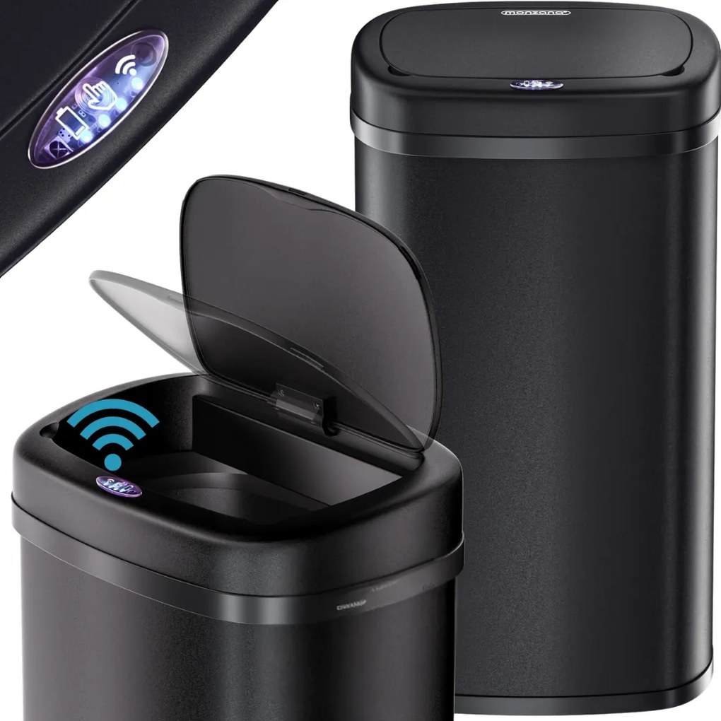 Coș de gunoi cu senzor DEUS, 58 litri, negru Jurhan