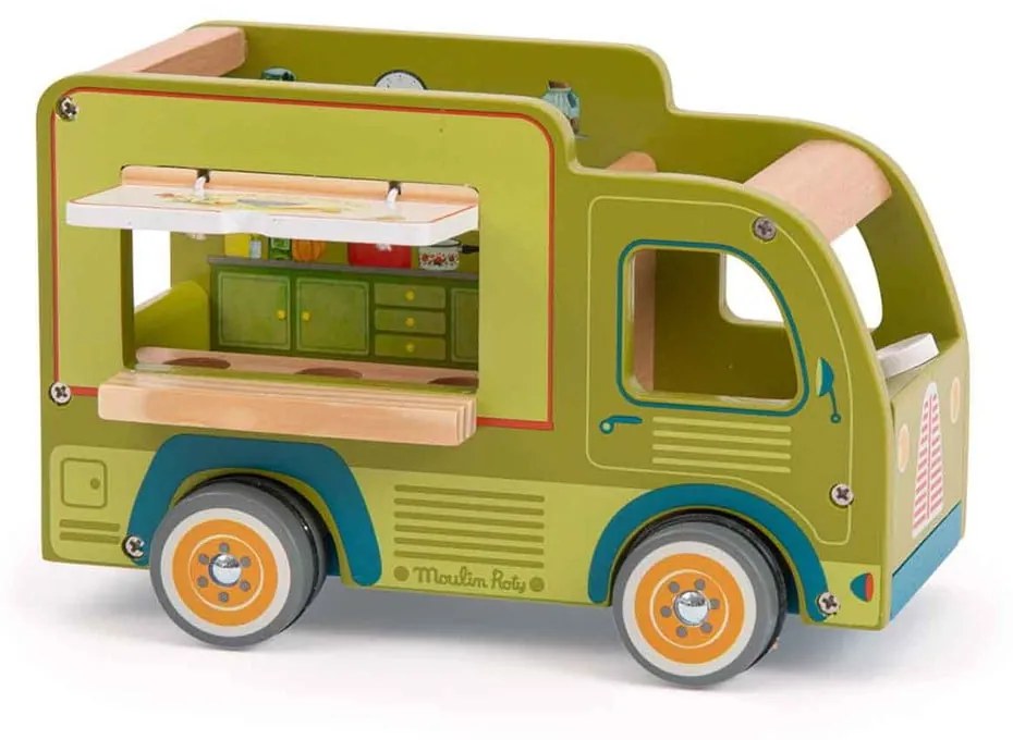 Mașinuță din lemn La Grande Famille Food Truck – Moulin Roty