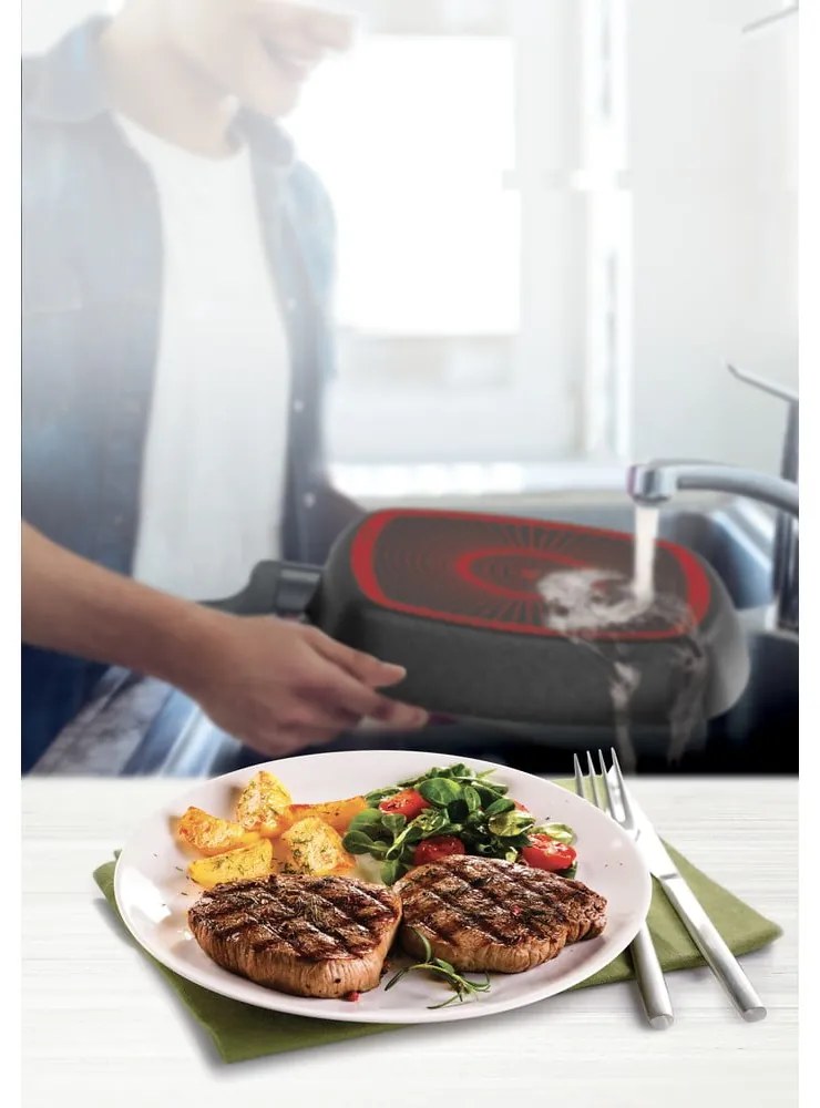 Tigaie de tip grill din aluminiu ø 26 cm Simply Clean Red – Tefal