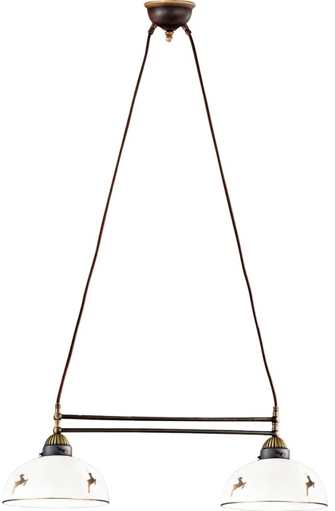 Kolarz 731.82.150 - Lustră suspendată pe cablu NONNA, 2xE27/75W/230V, ornament cerb, finisaj aur roz