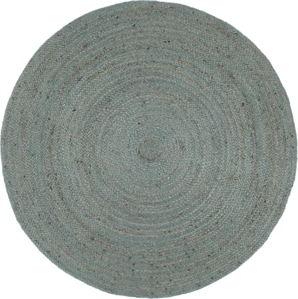 vidaXL Covor lucrat manual, verde măsliniu, 210 cm, iută, rotund