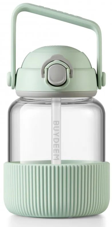 Sticla Buydeem DG78-CG, Pai pop-up, Maner, Sticla rezistenta la caldura pana la 150°C, Etansare tripla, Verde