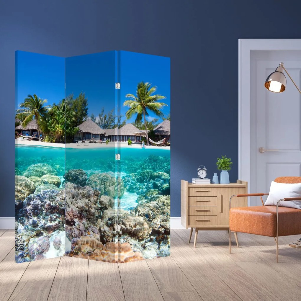 Paravan - Plaja pe insulă tropicală (126x170 cm)