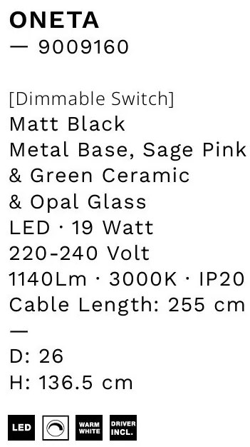 Lampa de podea LED decorativa ceramica Alb, Roz, Verde, ONETA